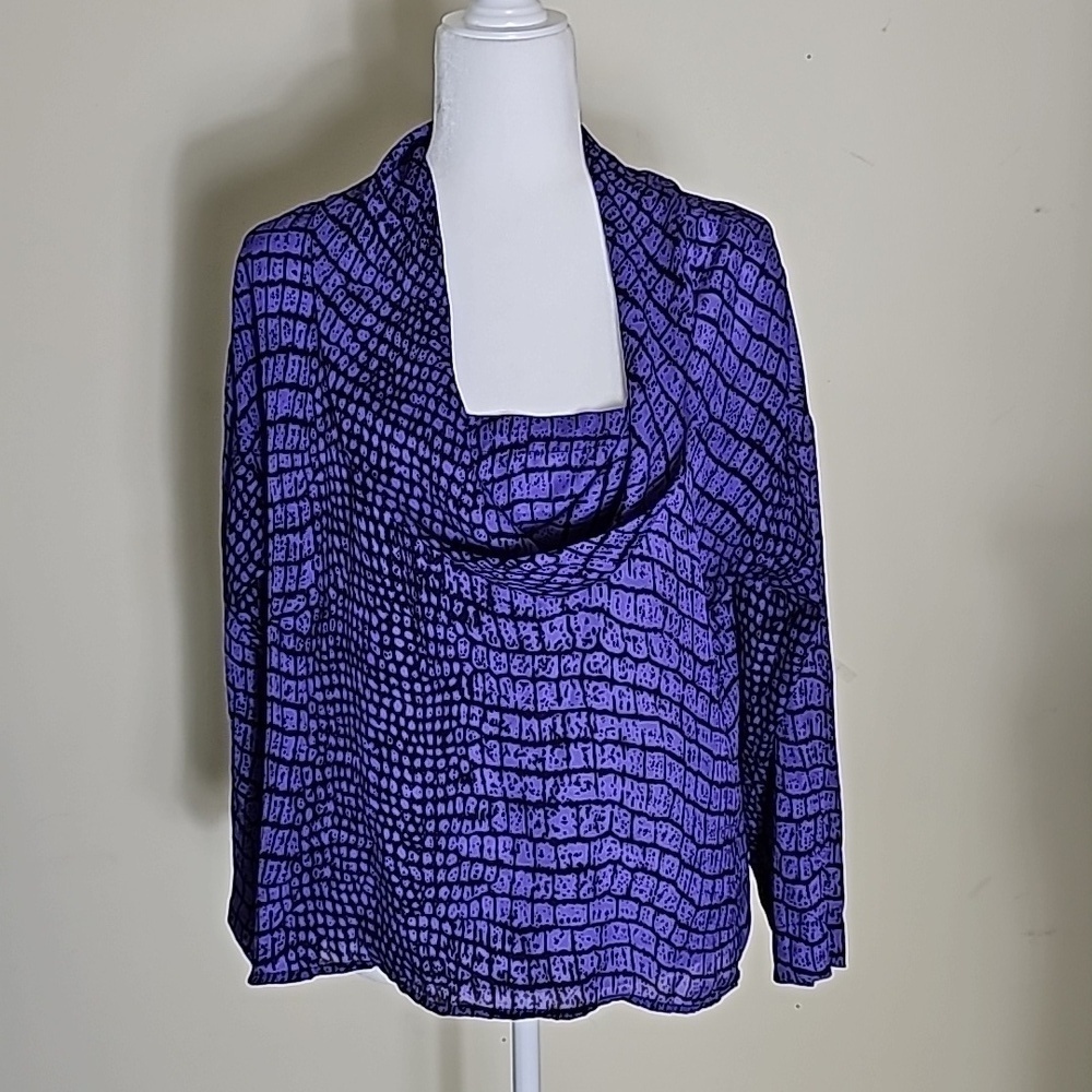 Larsen Gray Cowl Neck Long Sleeve Blouse Size S